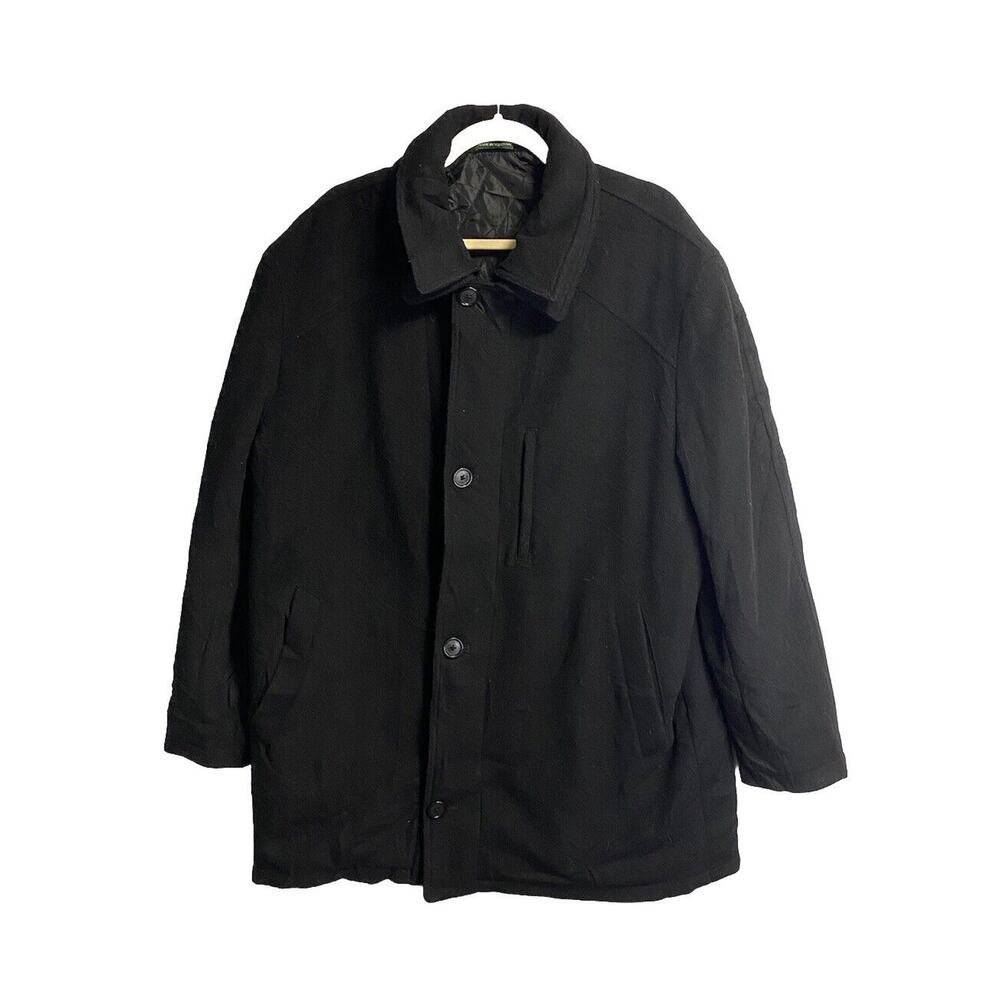 Vintage Lauren Ralph Lauren Men’s Wool Full Zip Button Overcoat Black Size‎ 44R